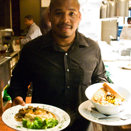 Shawn with 2 dinners at 360 Bistro