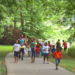 Kids explore Mallard Creek Greenway